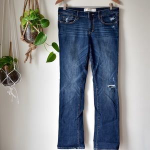 A&F Straight Slightly Distressed Dark Wash Jean 8